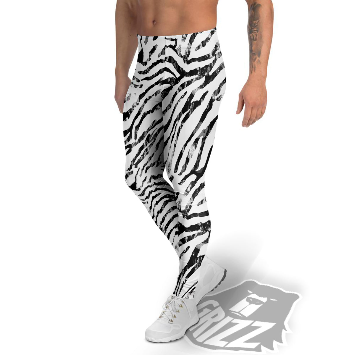 Abstract Watercolor Tie Dye Zebra Print Men's Leggings-grizzshop