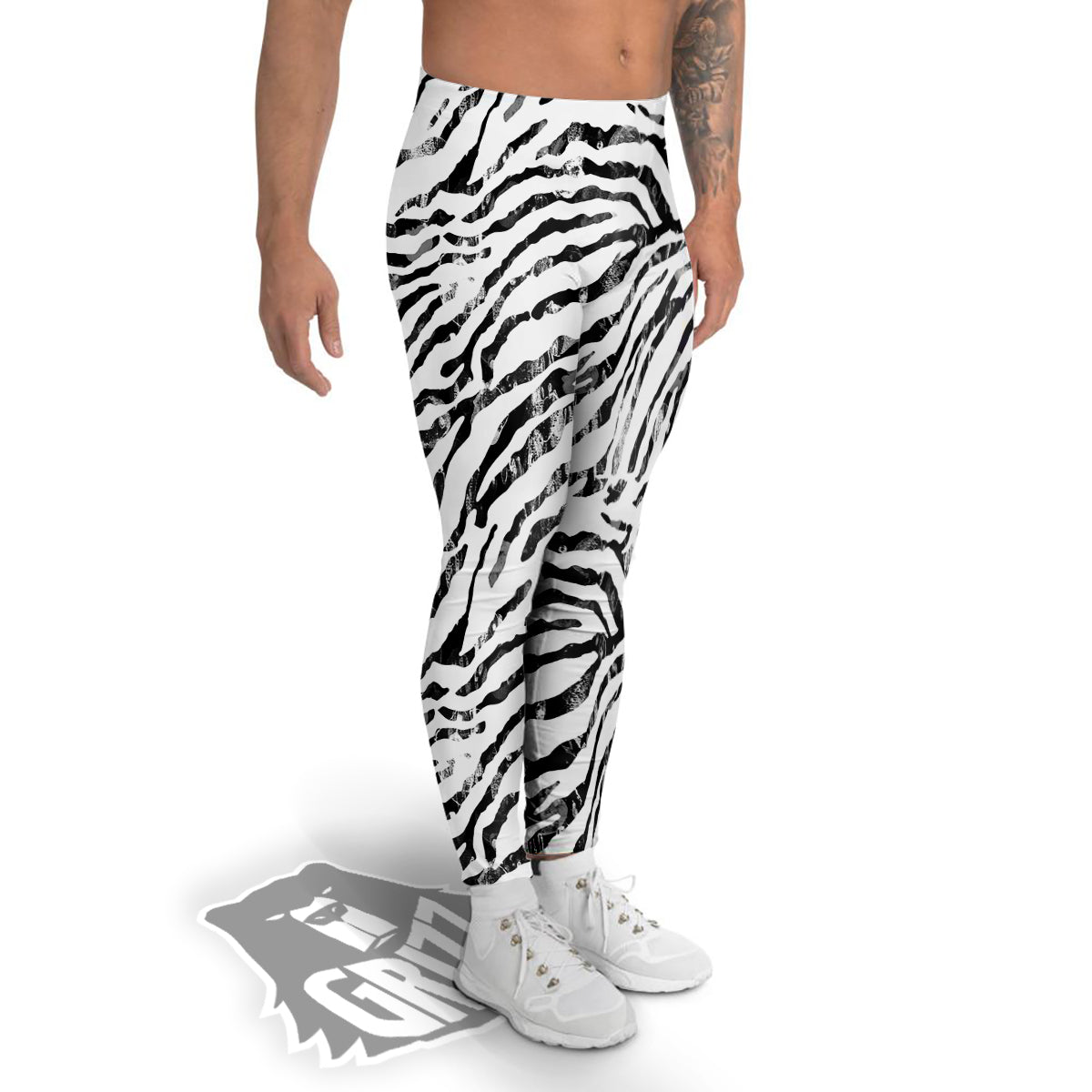 Abstract Watercolor Tie Dye Zebra Print Men's Leggings-grizzshop