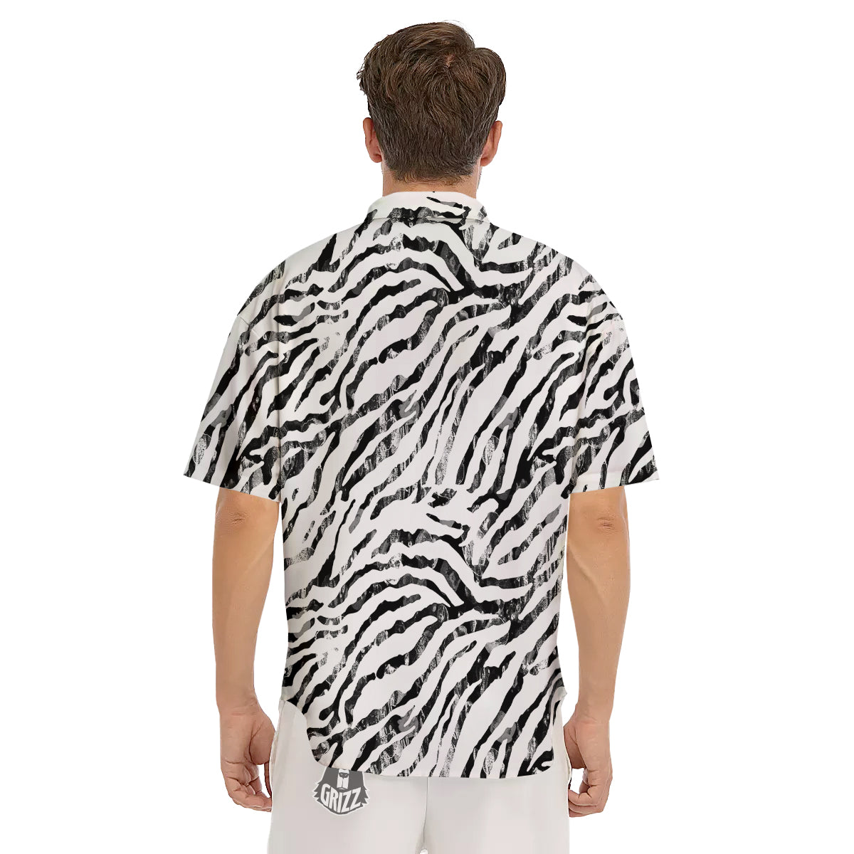 Abstract Watercolor Tie Dye Zebra Print Men's Short Sleeve Shirts-grizzshop