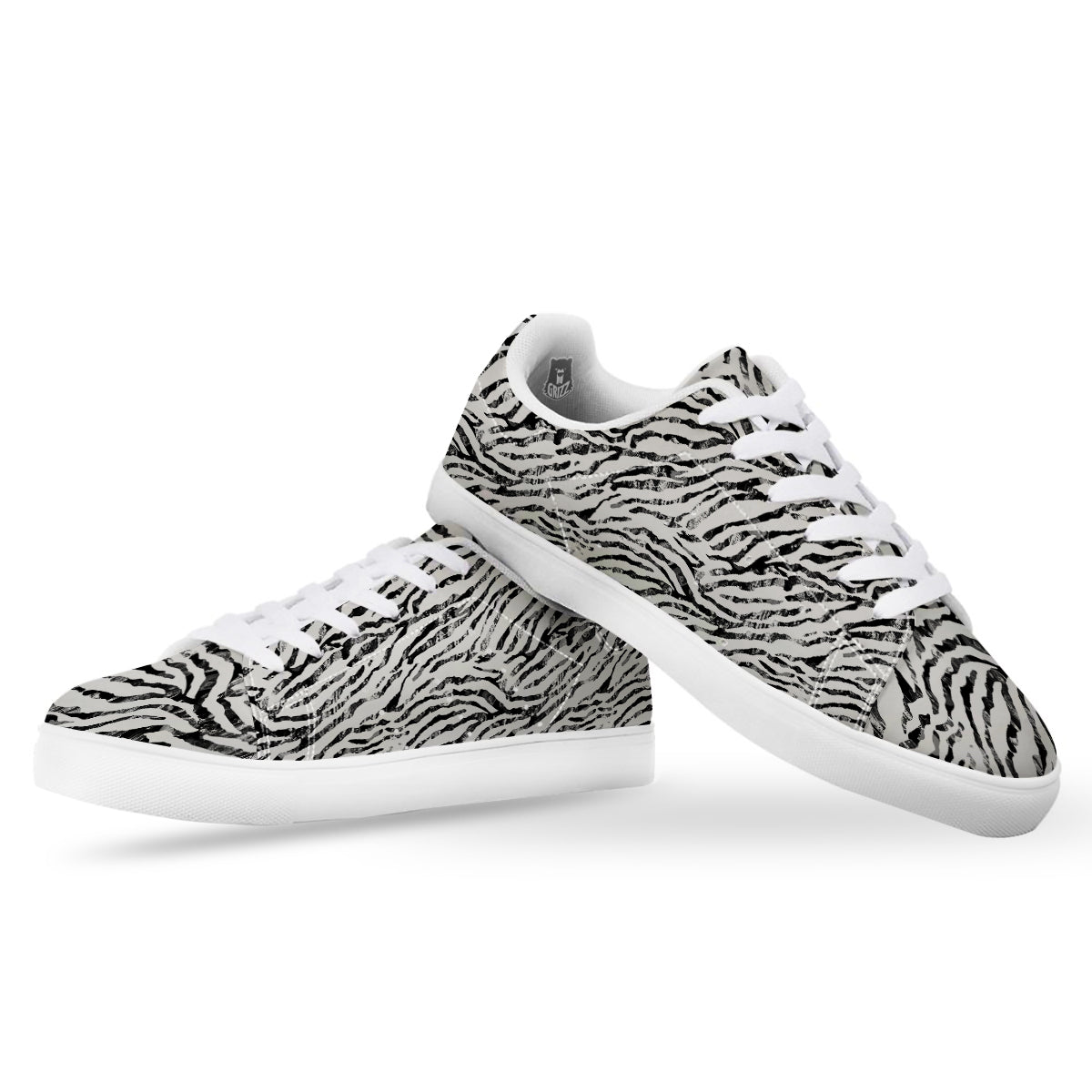 Abstract Watercolor Tie Dye Zebra Print White Low Top Sneakers-grizzshop
