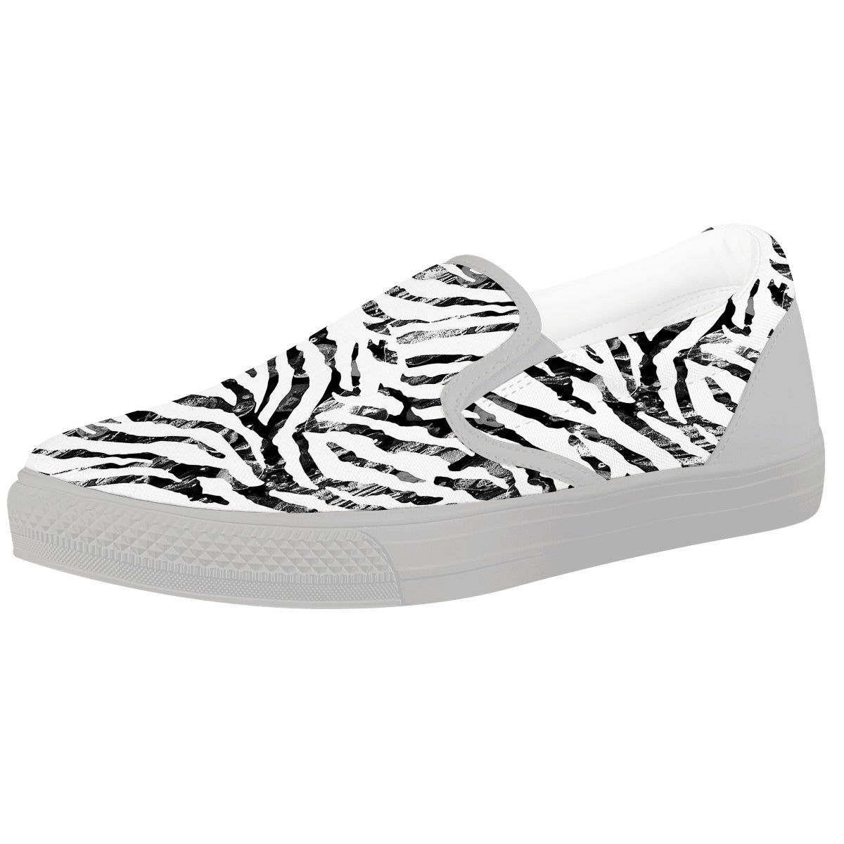 Abstract Watercolor Tie Dye Zebra Print White Slip On Shoes-grizzshop