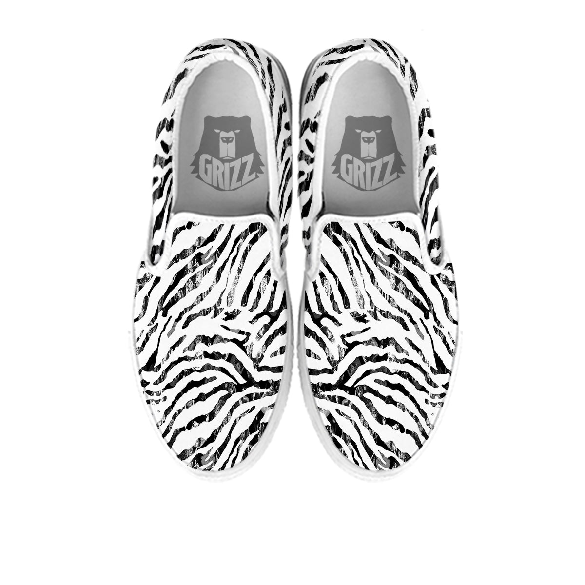 Abstract Watercolor Tie Dye Zebra Print White Slip On Shoes-grizzshop