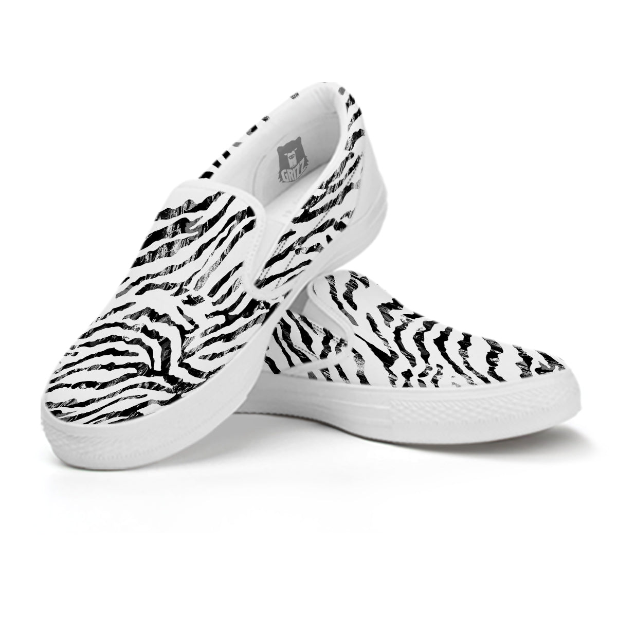 Abstract Watercolor Tie Dye Zebra Print White Slip On Shoes-grizzshop