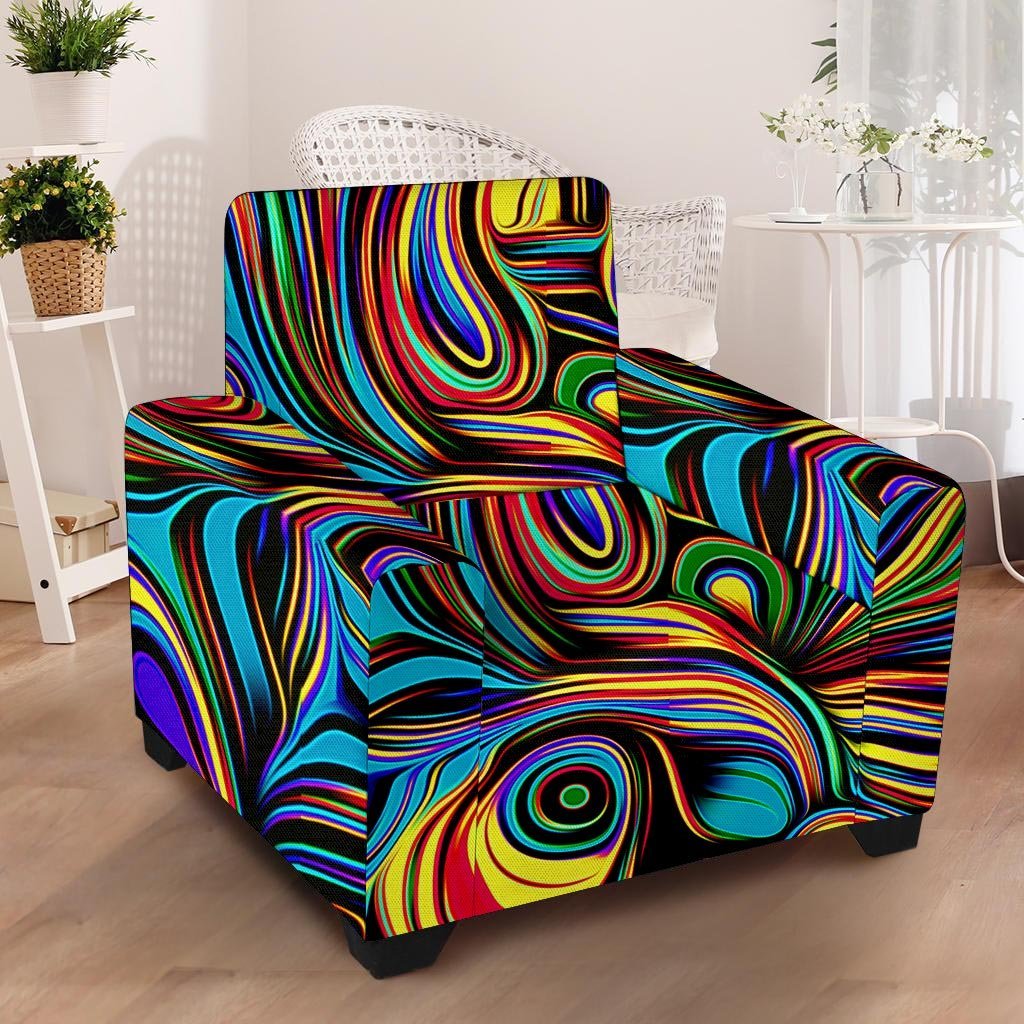 Abstract Wavy Armchair Cover-grizzshop