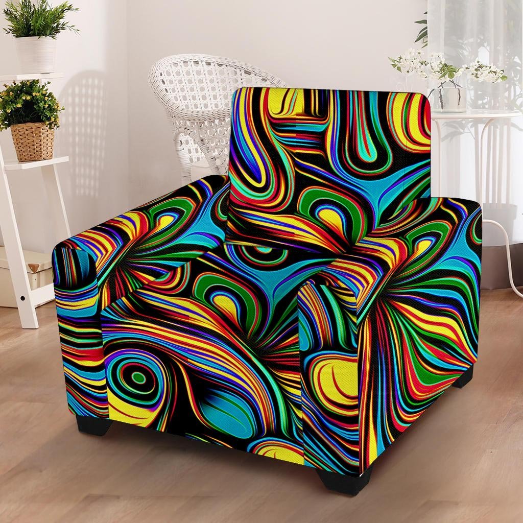 Abstract Wavy Armchair Cover-grizzshop