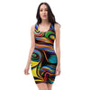 Abstract Wavy Bodycon Dress-grizzshop