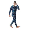 Abstract Wavy Bubbles Blue White Print Pattern Men's Pajamas-grizzshop