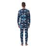 Abstract Wavy Bubbles Blue White Print Pattern Men's Pajamas-grizzshop