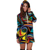 Abstract Wavy Hoodie Dress-grizzshop