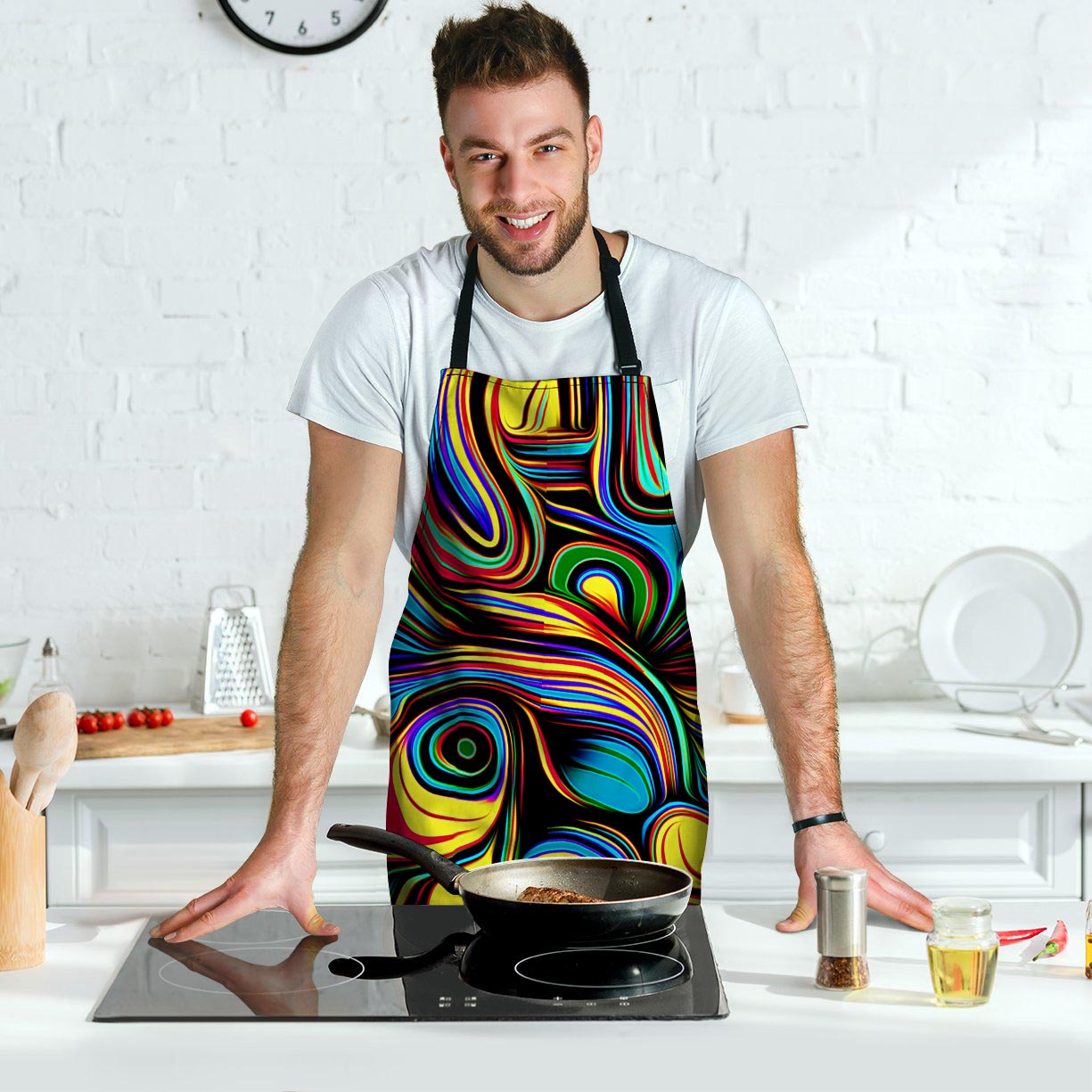 Abstract Wavy Men's Apron-grizzshop