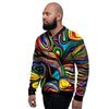 Abstract Wavy Men's Bomber Jacket-grizzshop