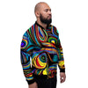 Abstract Wavy Men's Bomber Jacket-grizzshop