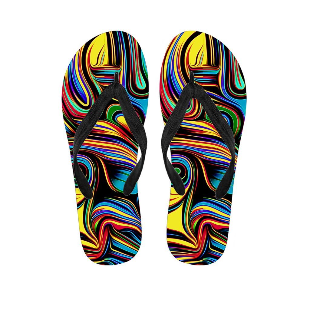 Abstract Wavy Men's Flip Flops-grizzshop