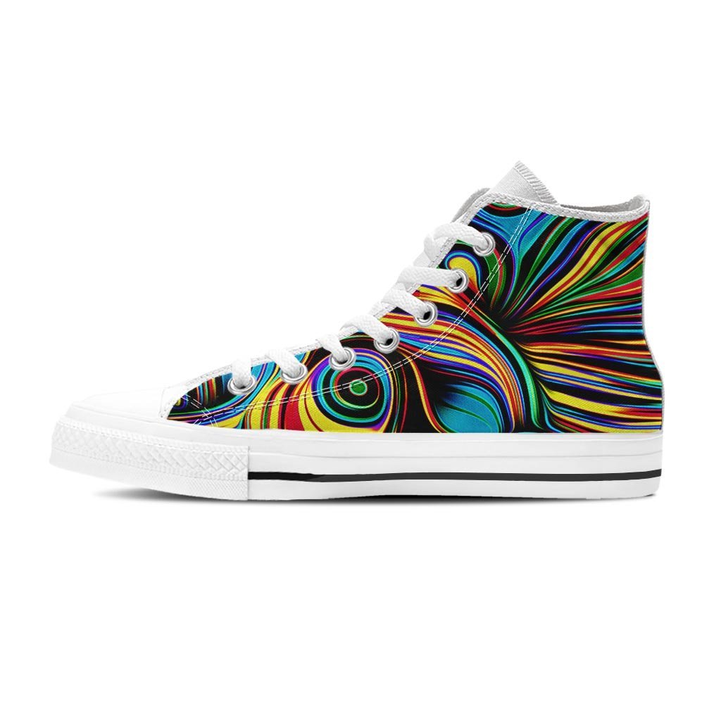 Abstract Wavy Men's High Top Shoes-grizzshop