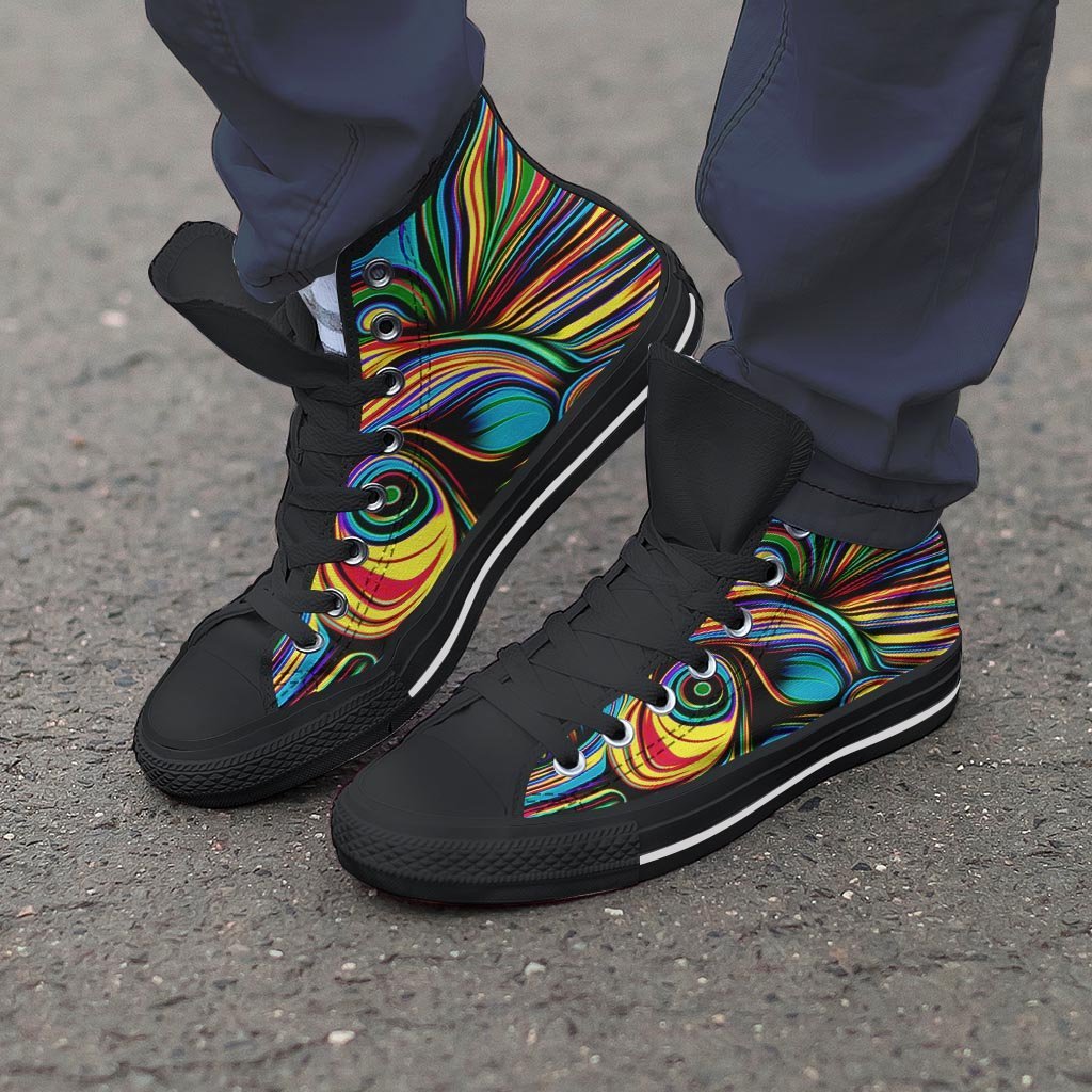 Abstract Wavy Men's High Top Shoes-grizzshop