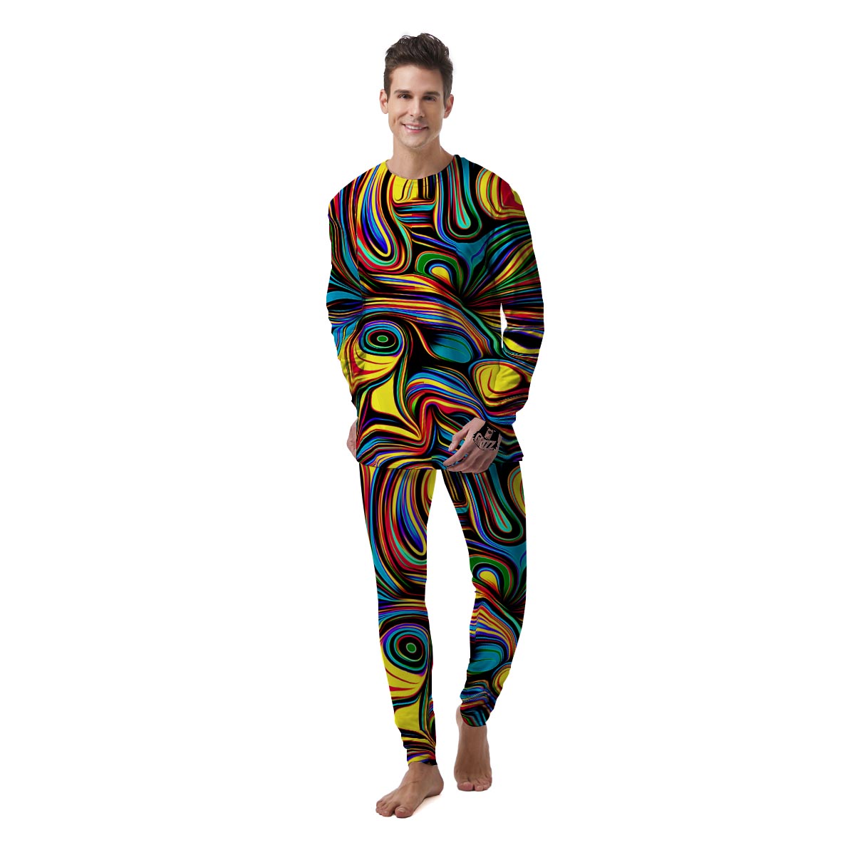 Abstract Wavy Men's Pajamas-grizzshop