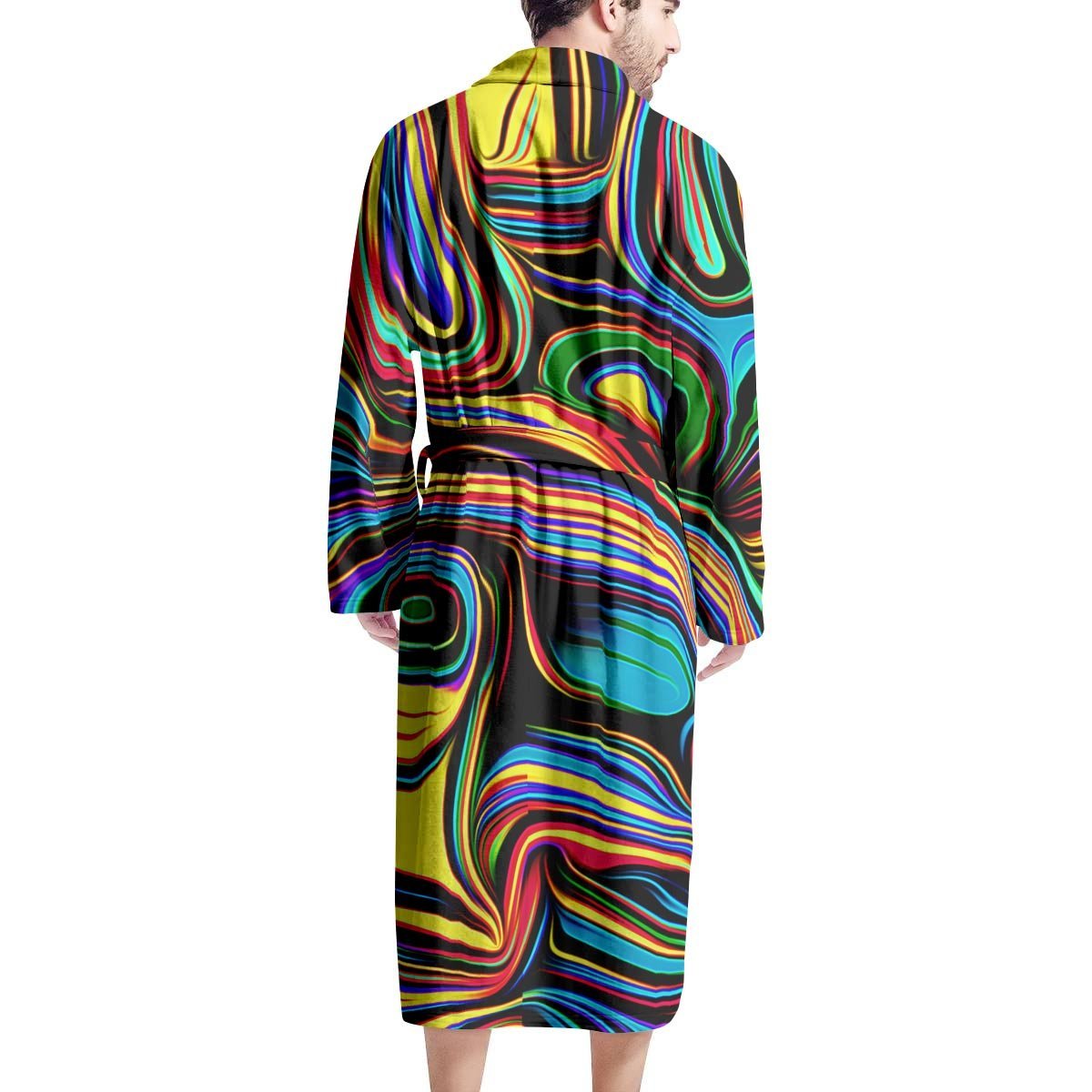 Abstract Wavy Men's Robe-grizzshop