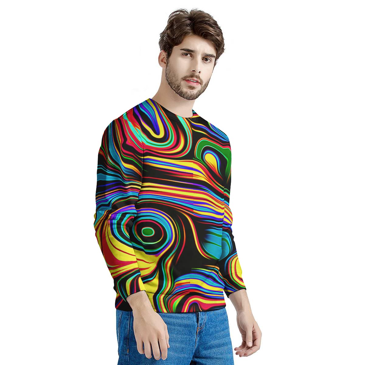 Abstract Wavy Men's Sweatshirt-grizzshop