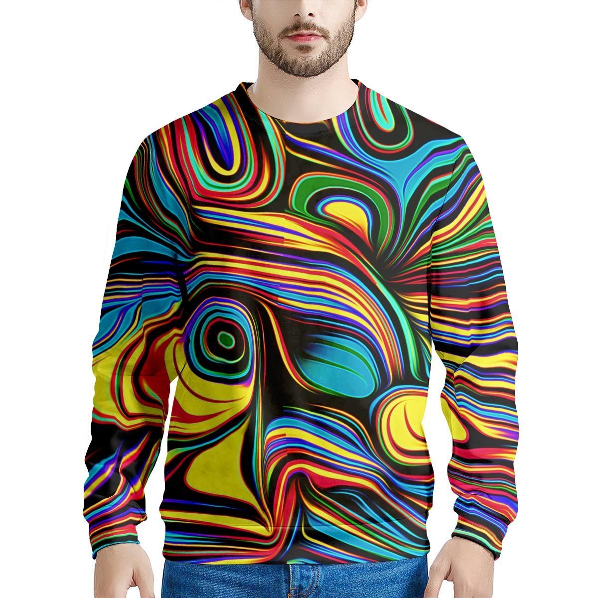 Abstract Wavy Men's Sweatshirt-grizzshop