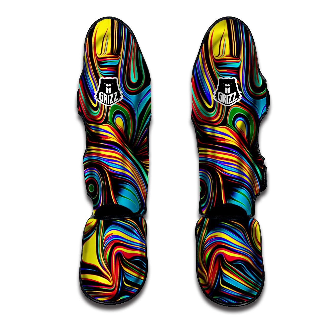 Abstract Wavy Muay Thai Shin Guard-grizzshop