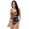 Abstract Wavy One Piece Swimsuite-grizzshop