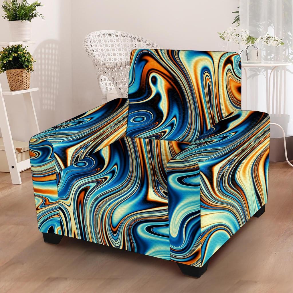 Abstract Wavy Psychedelic Armchair Cover-grizzshop