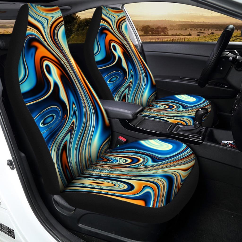 Abstract Wavy Psychedelic Car Seat Covers-grizzshop