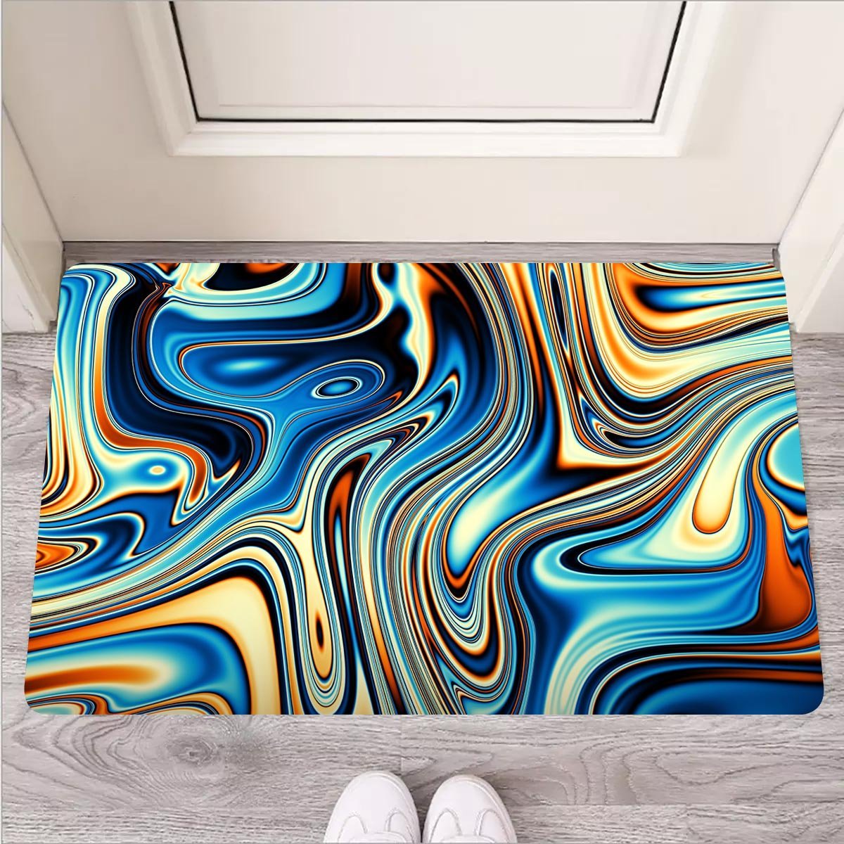 Abstract Wavy Psychedelic Door Mat-grizzshop