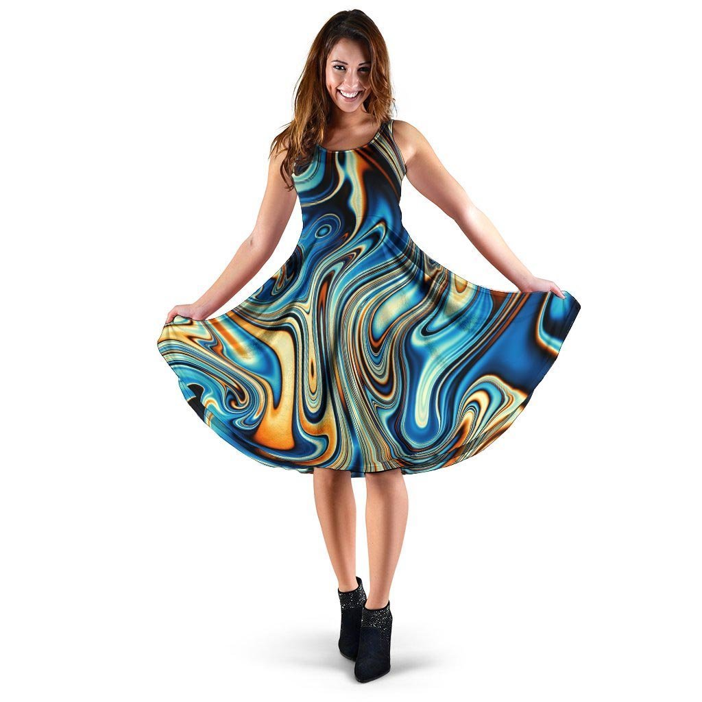 Abstract Wavy Psychedelic Dress-grizzshop