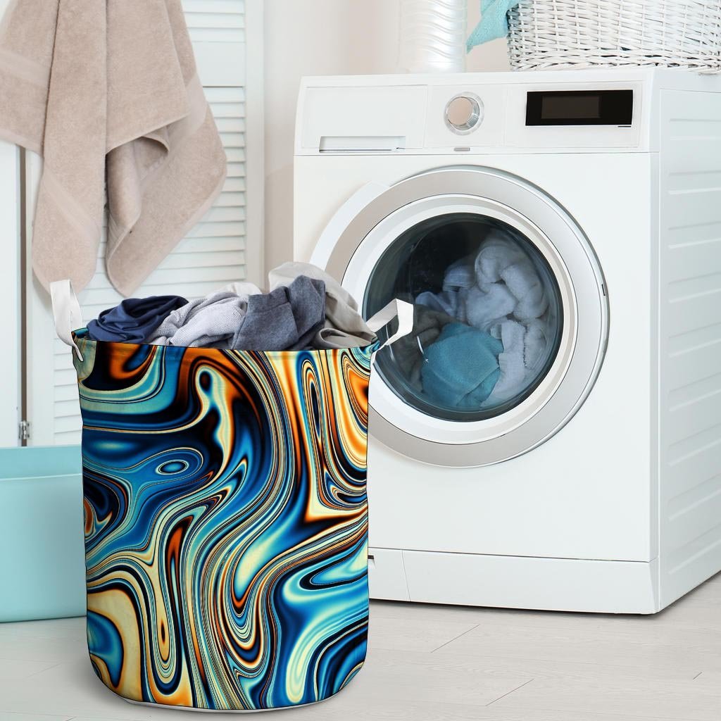 Abstract Wavy Psychedelic Laundry Basket-grizzshop