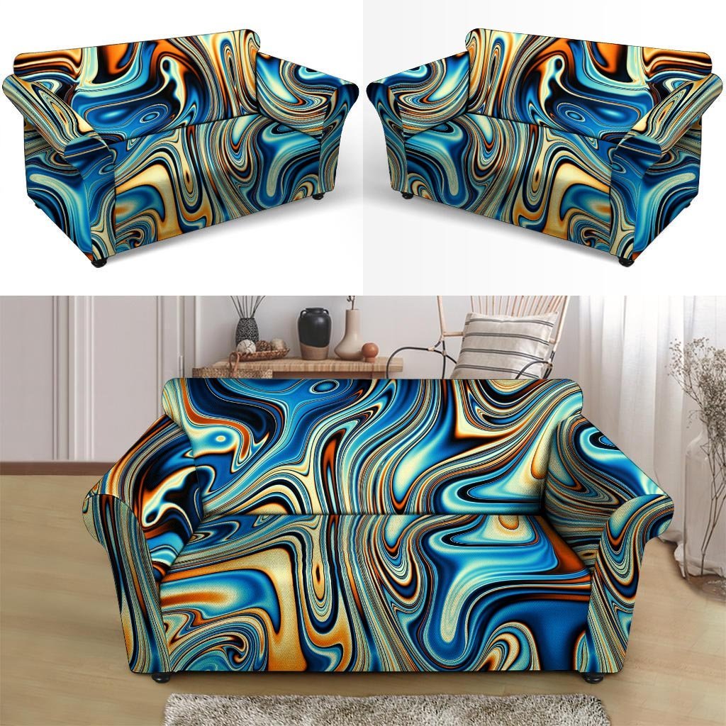 Abstract Wavy Psychedelic Loveseat Cover-grizzshop