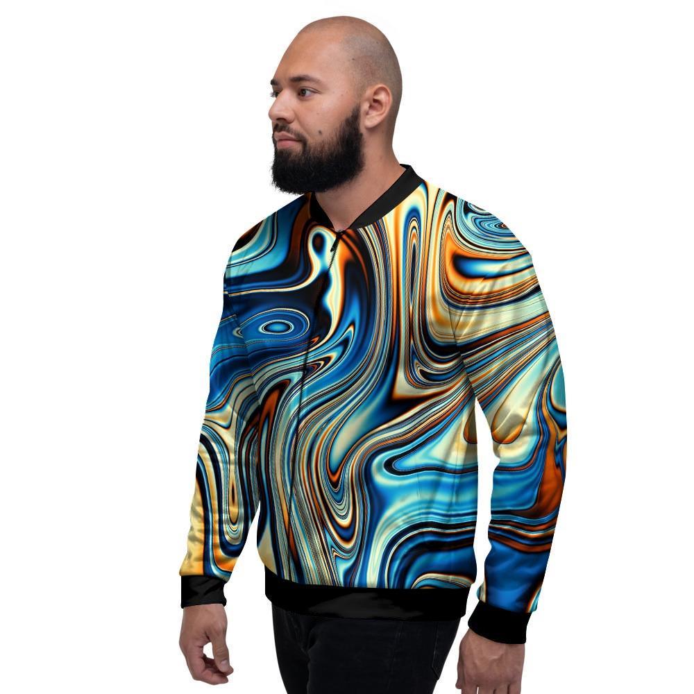 Abstract Wavy Psychedelic Men's Bomber Jacket-grizzshop