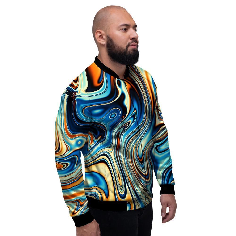 Abstract Wavy Psychedelic Men's Bomber Jacket-grizzshop