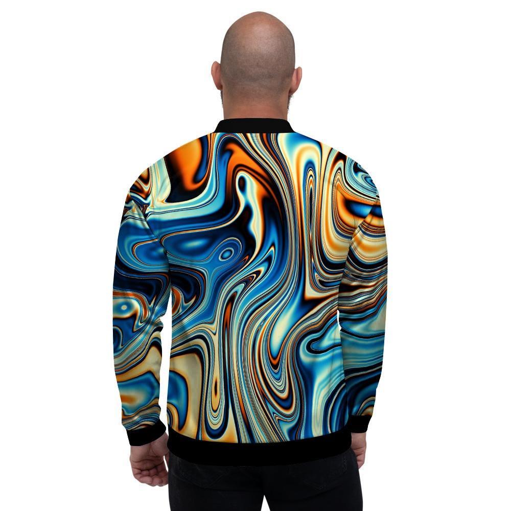 Abstract Wavy Psychedelic Men's Bomber Jacket-grizzshop