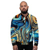 Abstract Wavy Psychedelic Men's Bomber Jacket-grizzshop