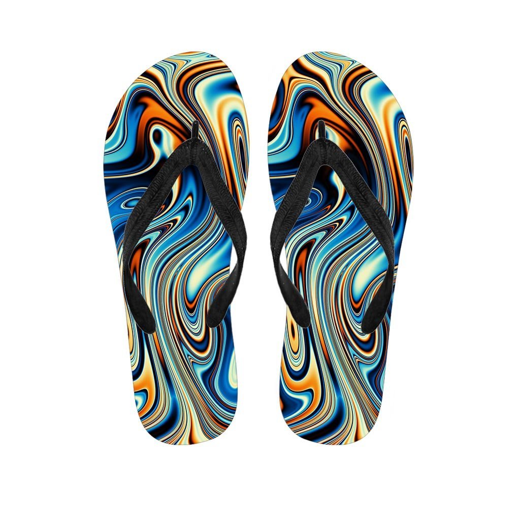 Abstract Wavy Psychedelic Men's Flip Flops-grizzshop