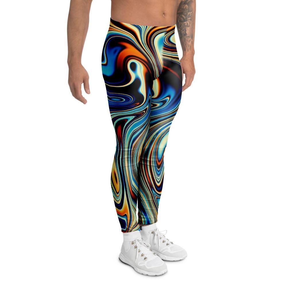 Abstract Wavy Psychedelic Men's Leggings-grizzshop