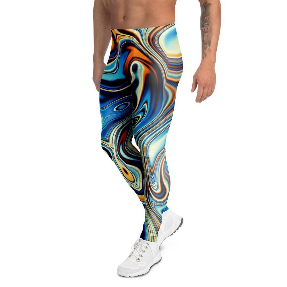 Abstract Wavy Psychedelic Men's Leggings-grizzshop