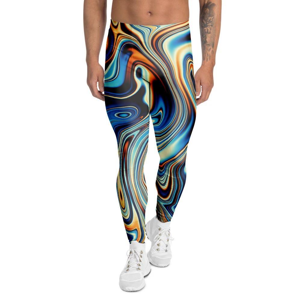 Abstract Wavy Psychedelic Men's Leggings-grizzshop