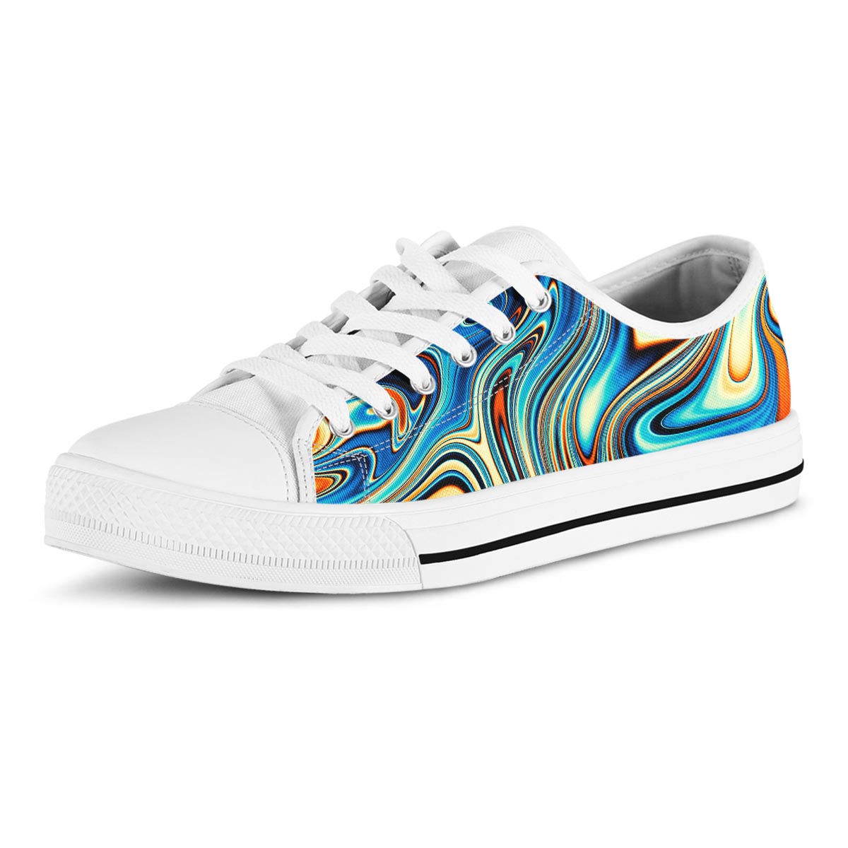 Abstract Wavy Psychedelic Men's Low Top Shoes-grizzshop