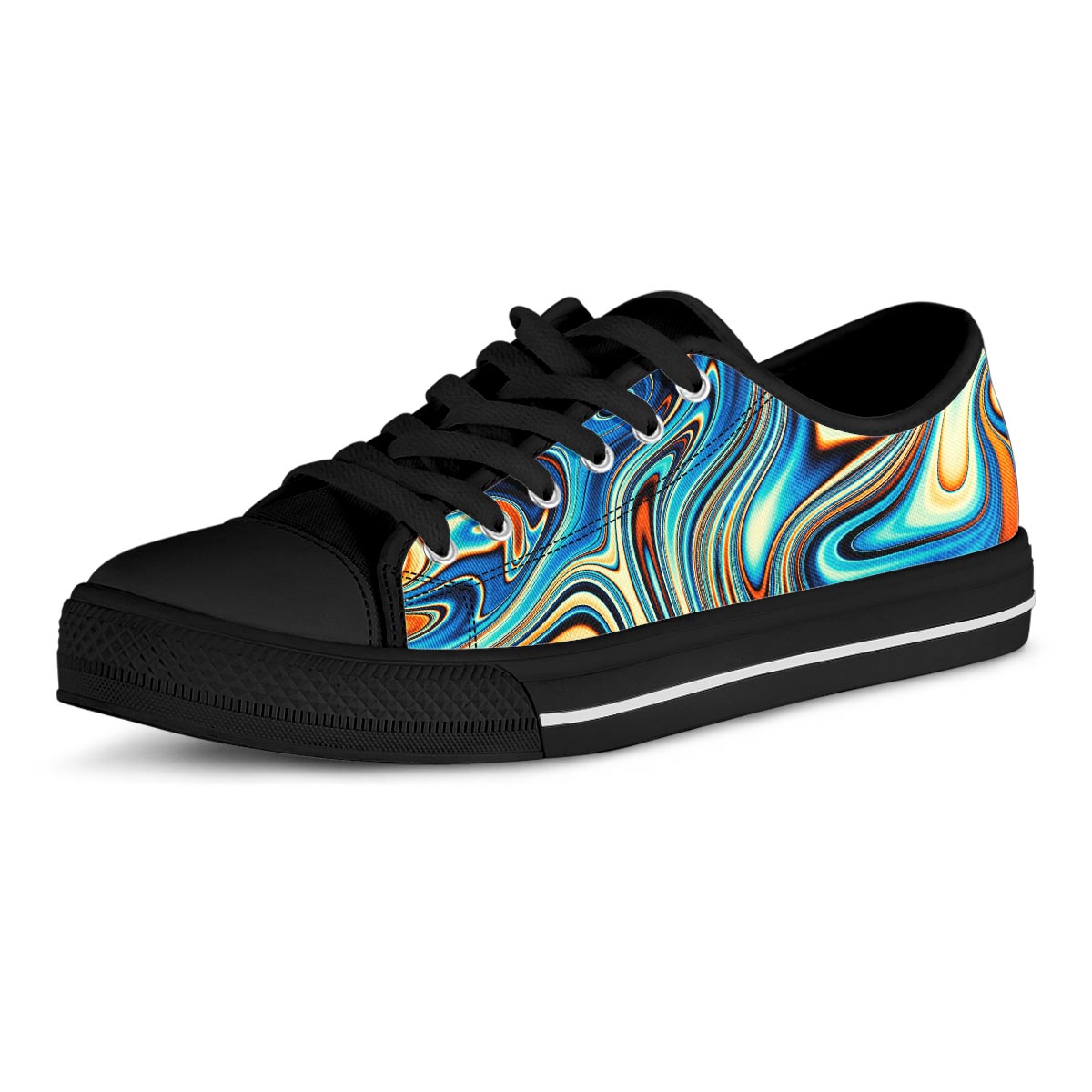 Abstract Wavy Psychedelic Men's Low Top Shoes-grizzshop