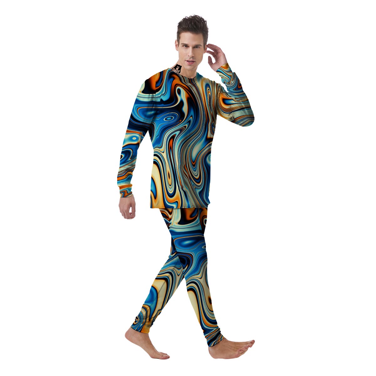 Abstract Wavy Psychedelic Men's Pajamas-grizzshop