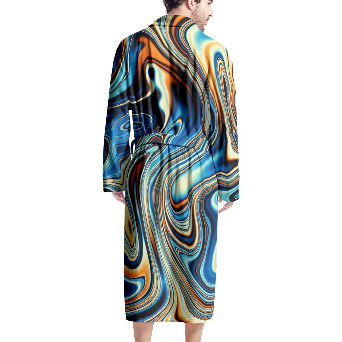 Abstract Wavy Psychedelic Men's Robe-grizzshop