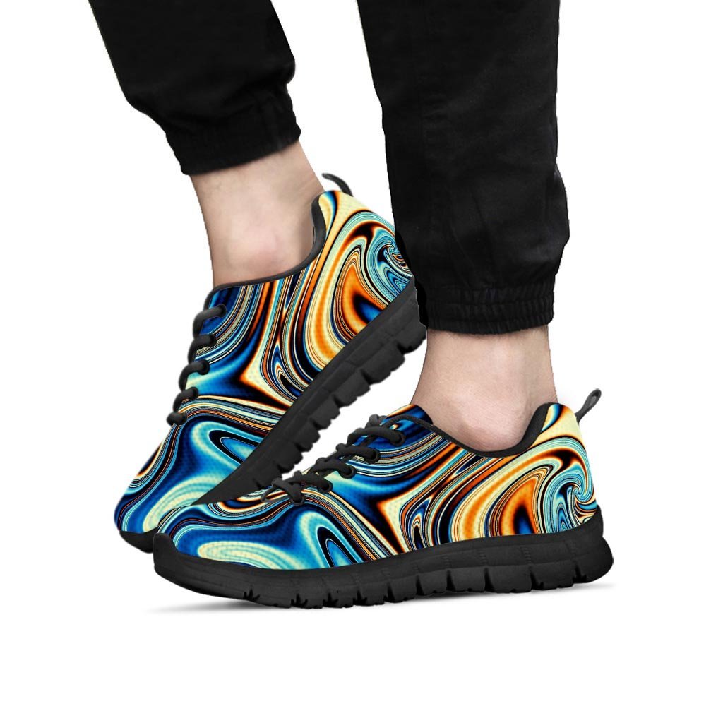 Abstract Wavy Psychedelic Men's Sneakers-grizzshop