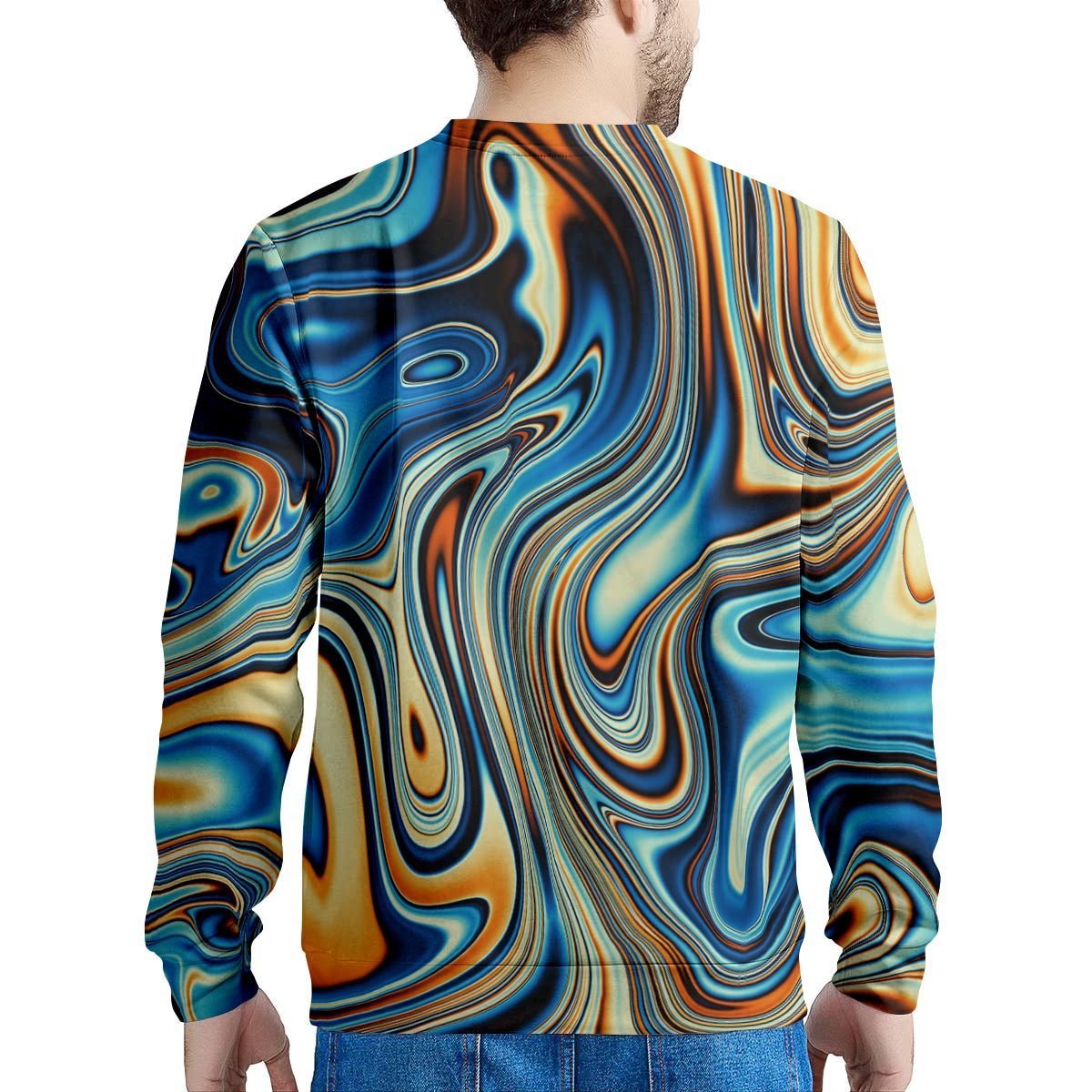 Abstract Wavy Psychedelic Men's Sweatshirt-grizzshop