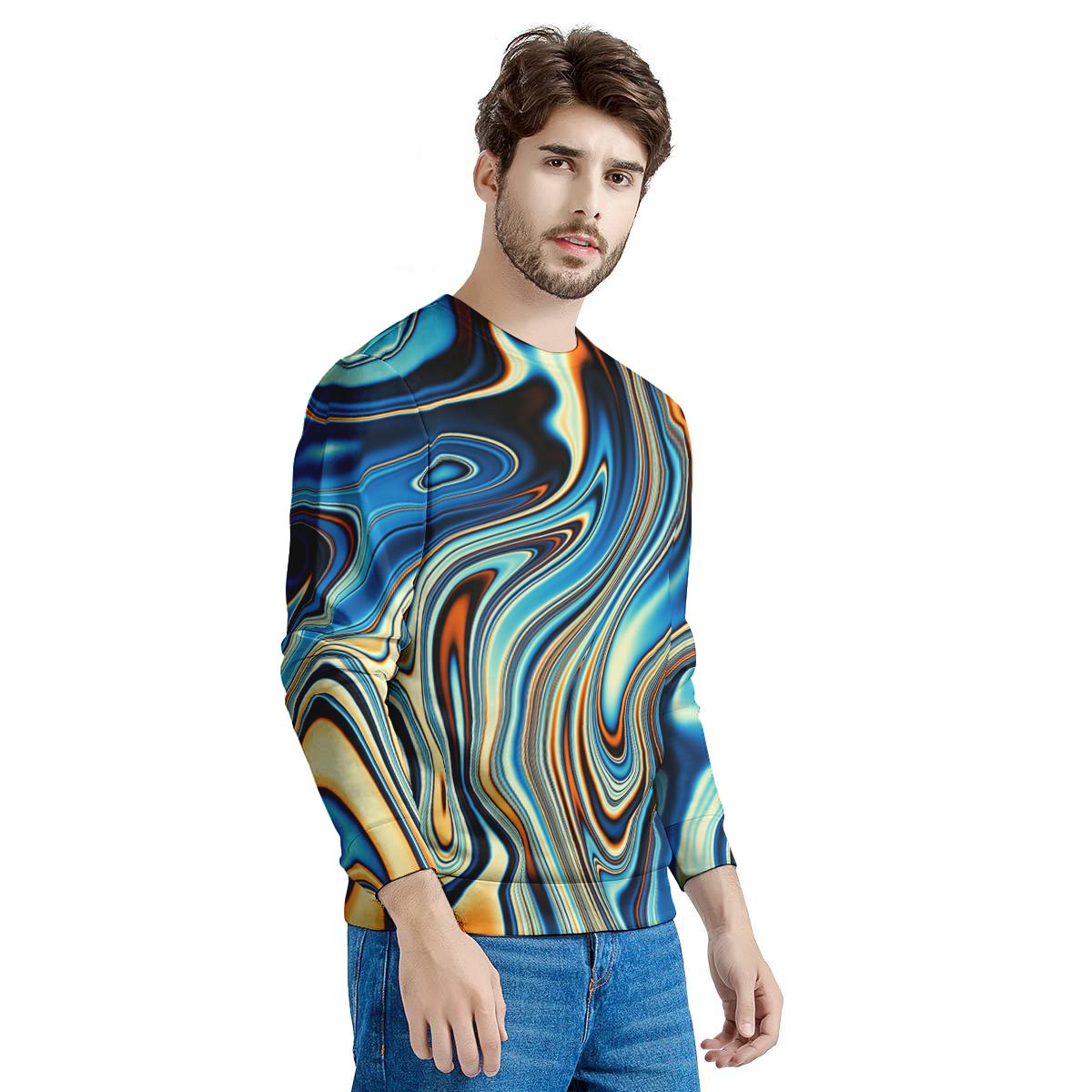 Abstract Wavy Psychedelic Men's Sweatshirt-grizzshop