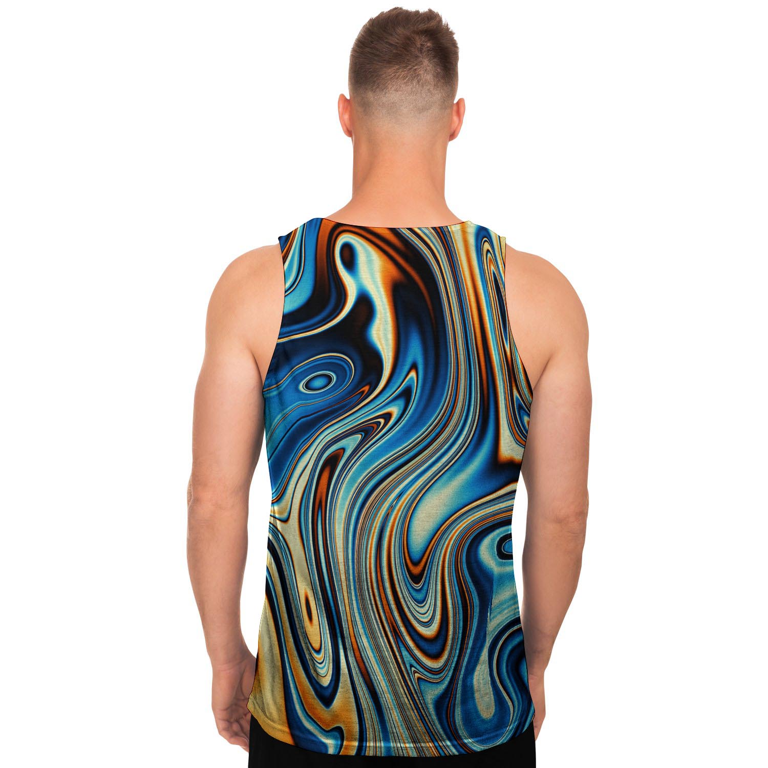 Abstract Wavy Psychedelic Men's Tank Tops-grizzshop