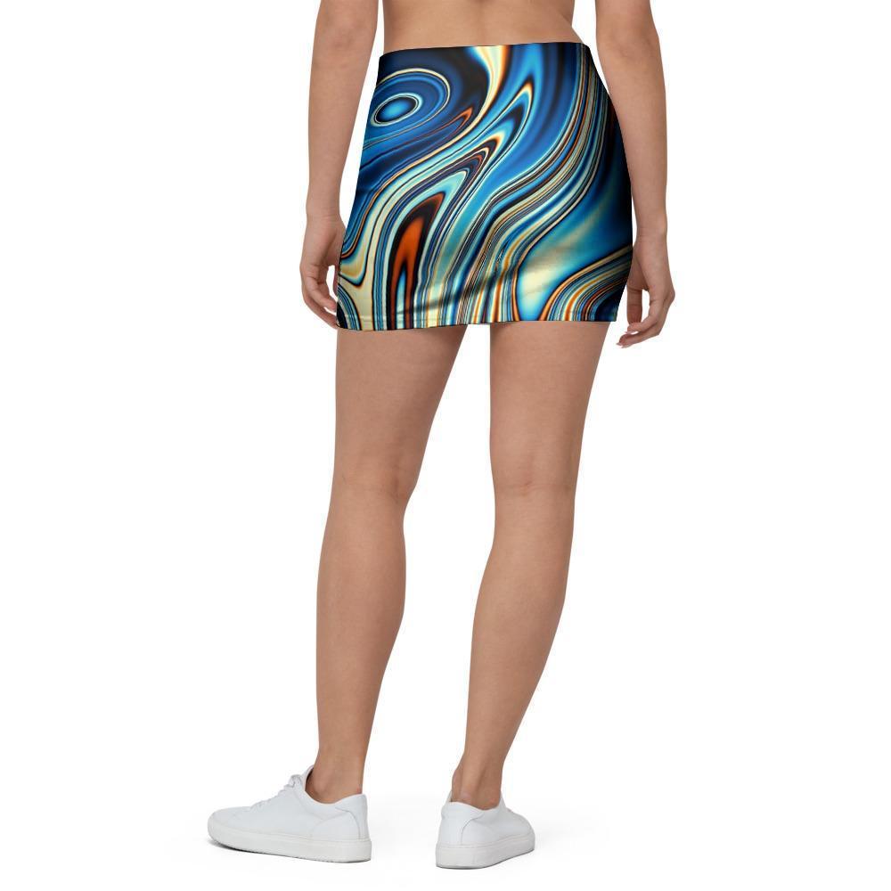 Abstract Wavy Psychedelic Mini Skirt-grizzshop