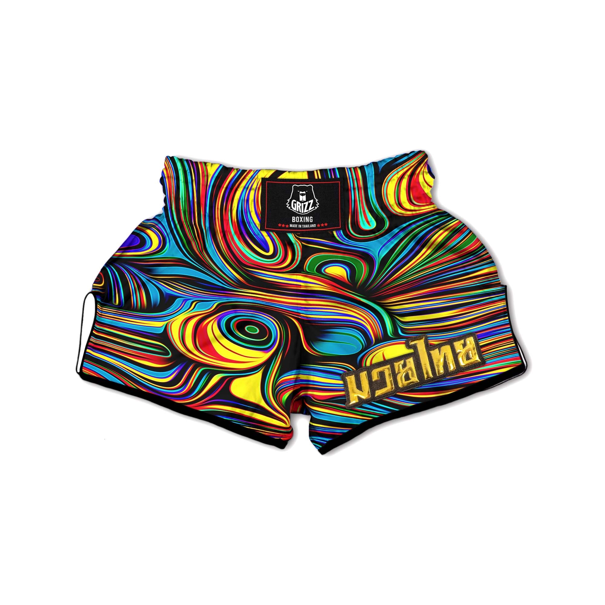 Abstract Wavy Psychedelic Muay Thai Boxing Shorts-grizzshop