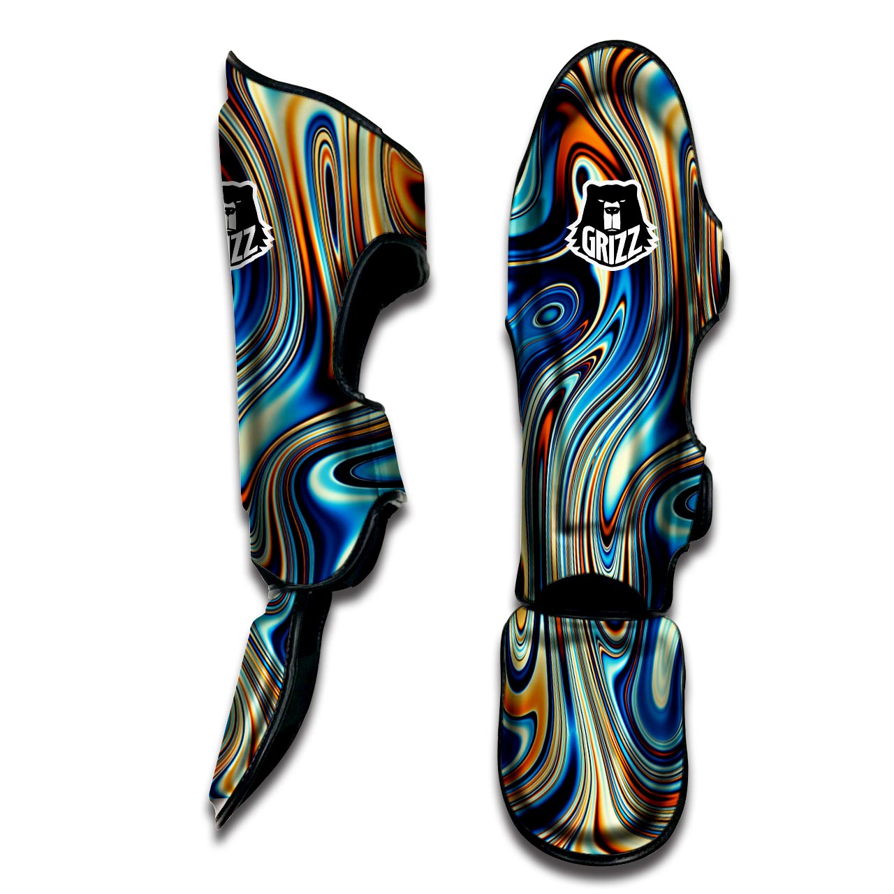 Abstract Wavy Psychedelic Muay Thai Shin Guard-grizzshop